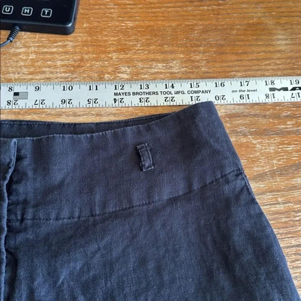 H&M 100% Linen Wide Leg Pants Womens 12 Career Business Breathable Trouser Black